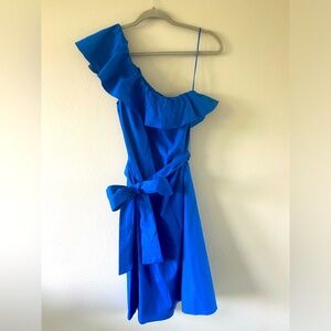Banana Republic one shoulder cobalt blue below the knee dress size Medium